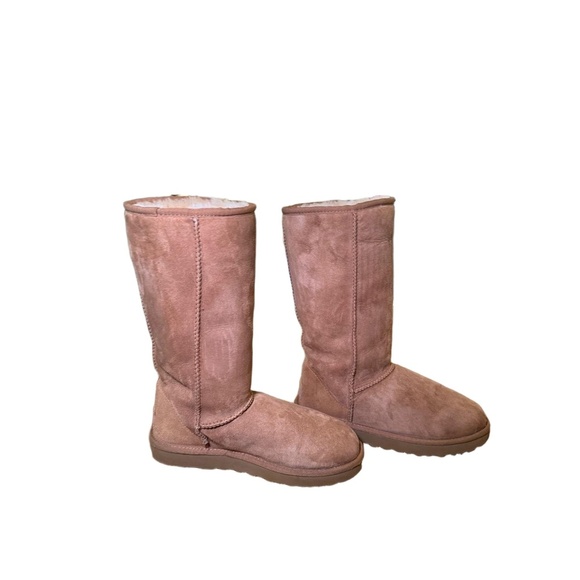 UGG Boots Womens Size 7 Camel Classic Tall Suede Fur Lined Cozy Winter Warm - Picture 6 of 9